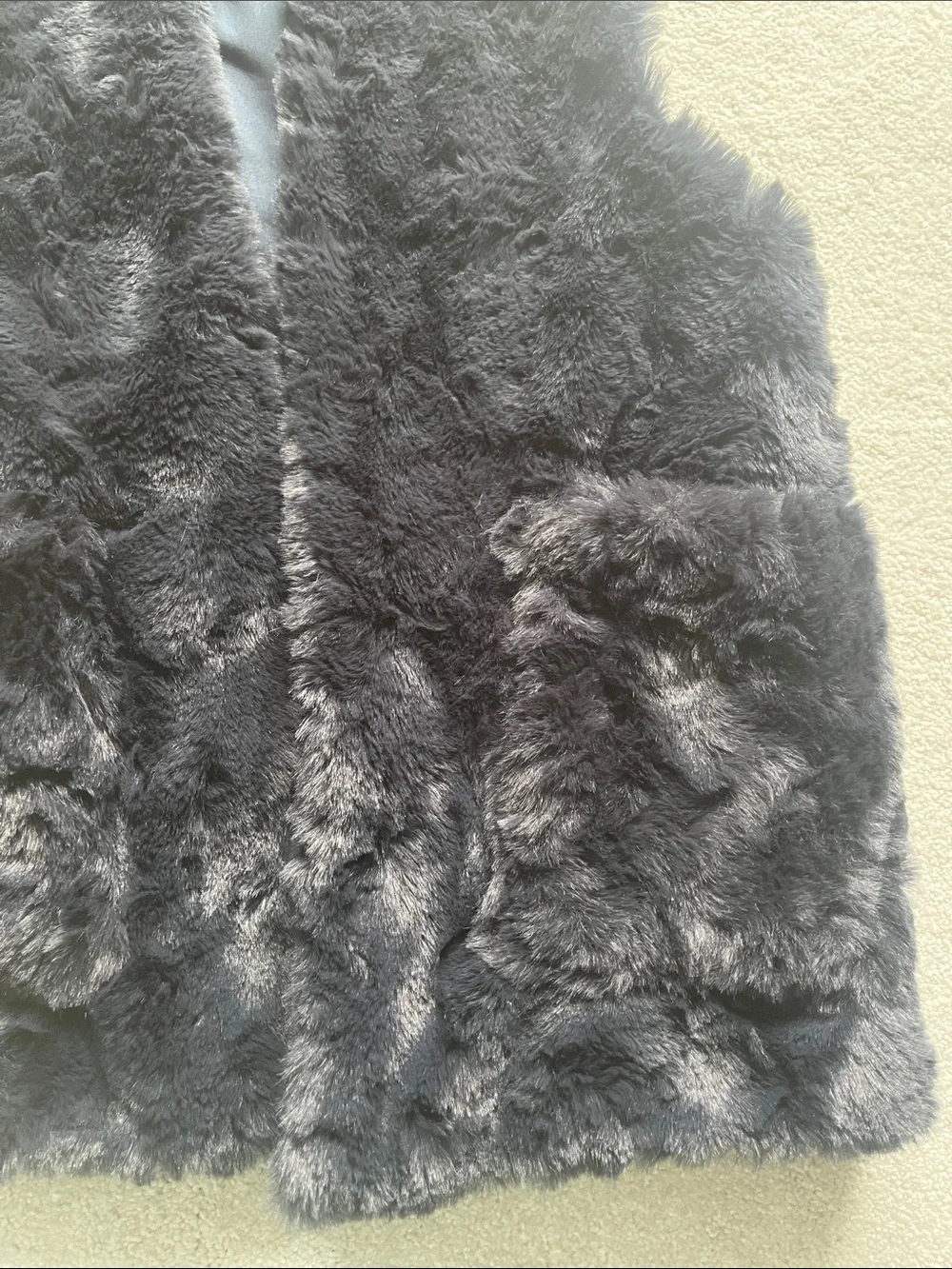 Girls Zara dark navy Faux Fur Vest - Plush Sleeveless Layer
